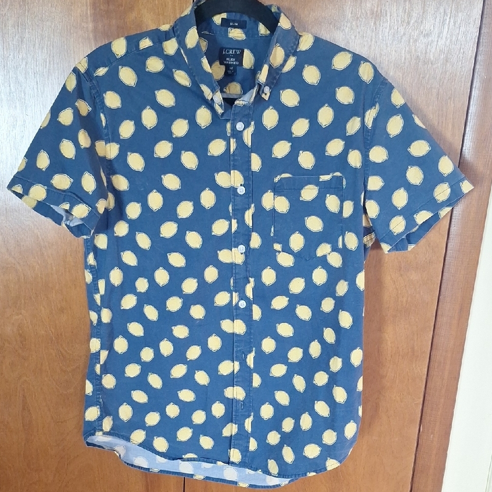 J. Crew Blue and Yellow Casual Button Down Shirt